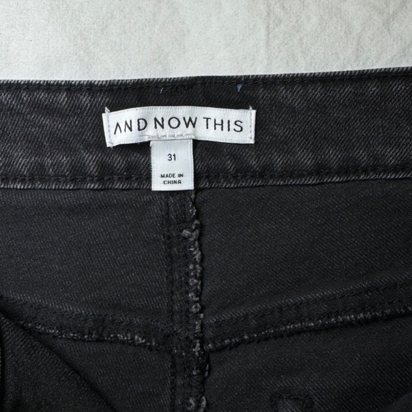 NWOT And Now This Jeans High Waist Wide-Leg Rip Crop Black Wash Size 31 Vintage - Picture 5 of 16
